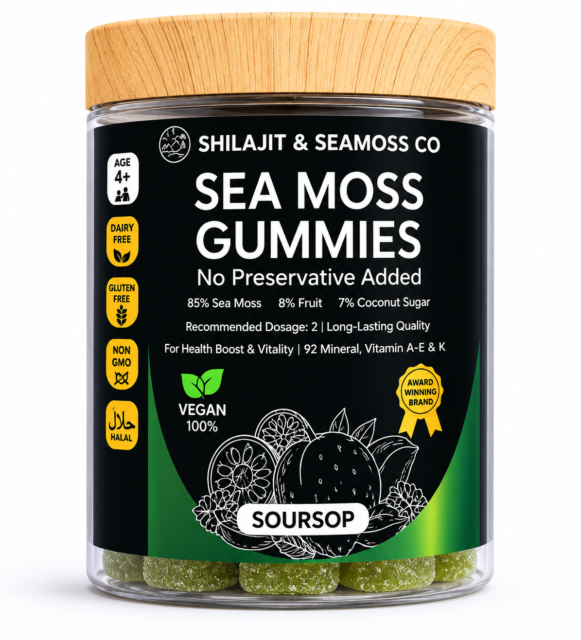 SHILMOSS™ Real Sea Moss Gummies — Soursop