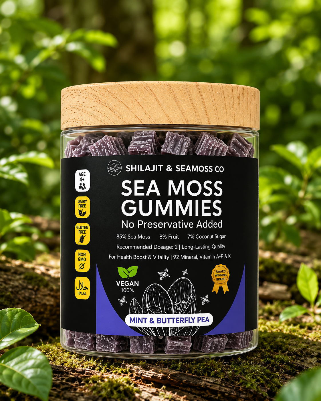 SHILMOSS™ Real Sea Moss Gummies — Butterfly Pea & Mint