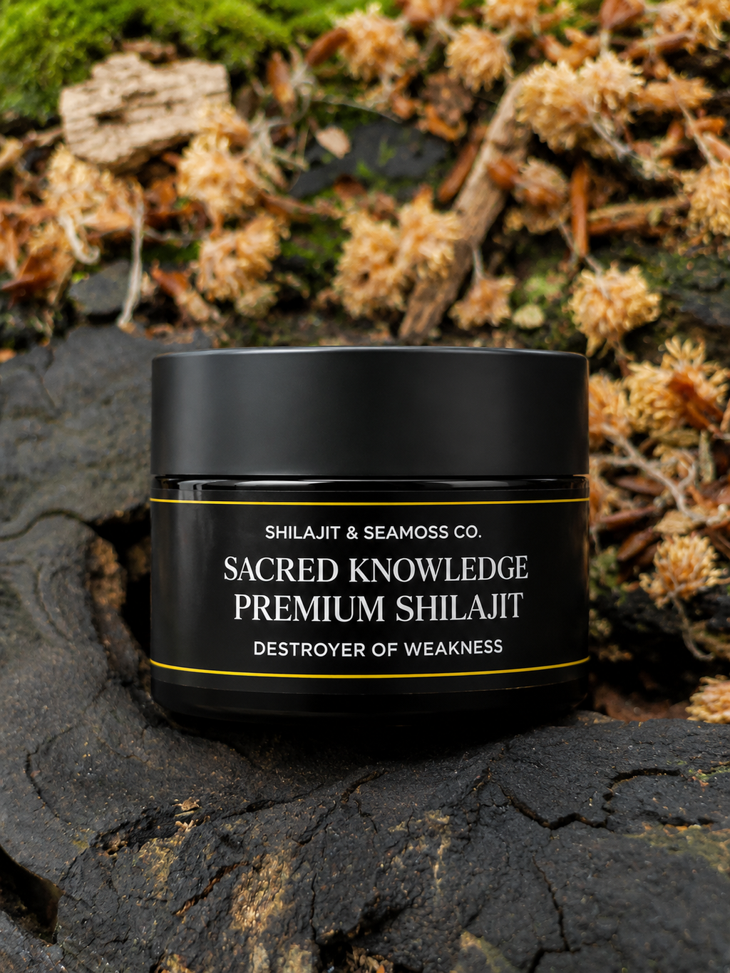 Premium Black Himalayan Shilajit — Sacred Knowledge Formula