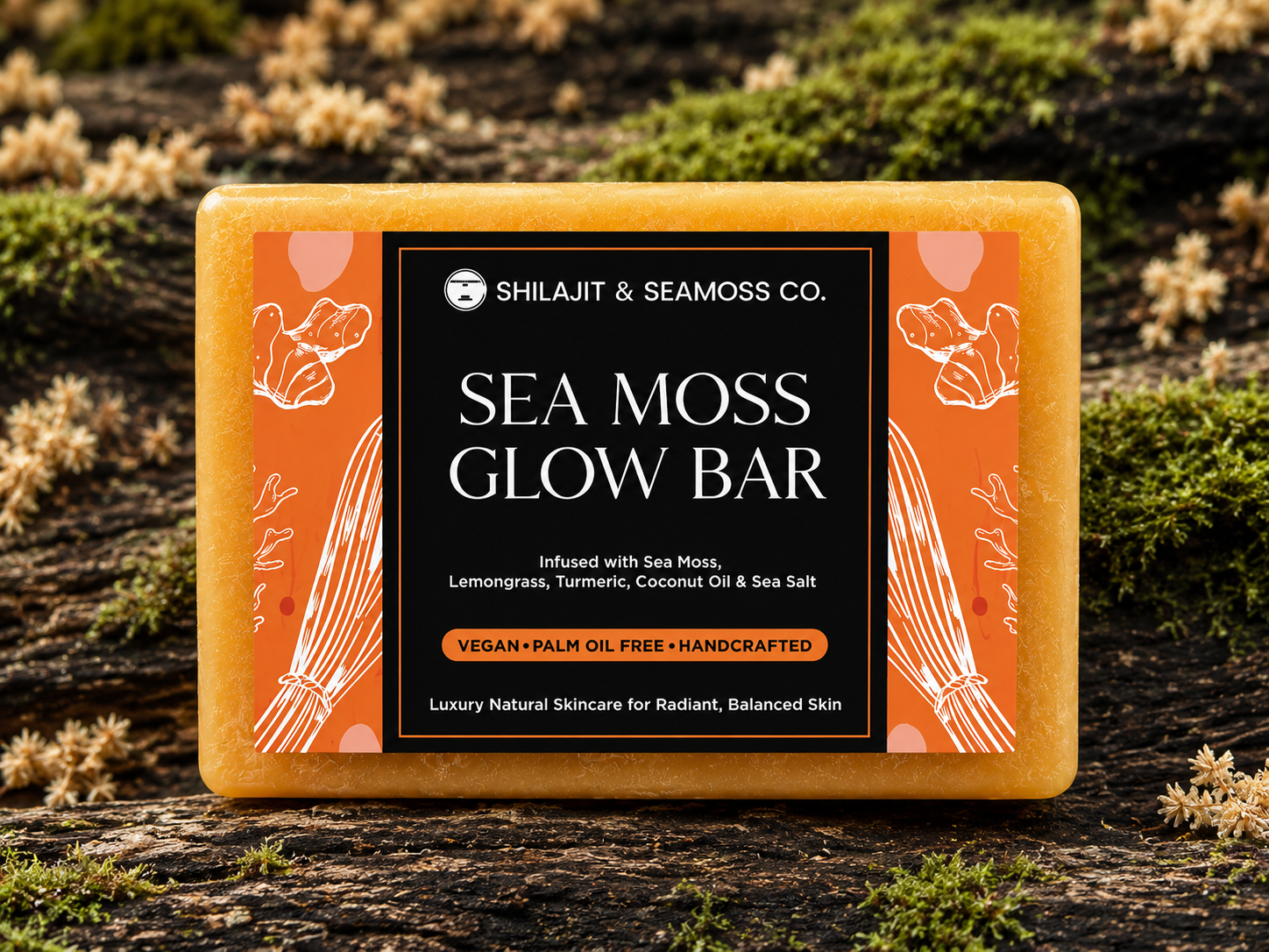 Lemongrass & Turmeric  92 mineral-rich Sea Moss Skin Glow  Bar
